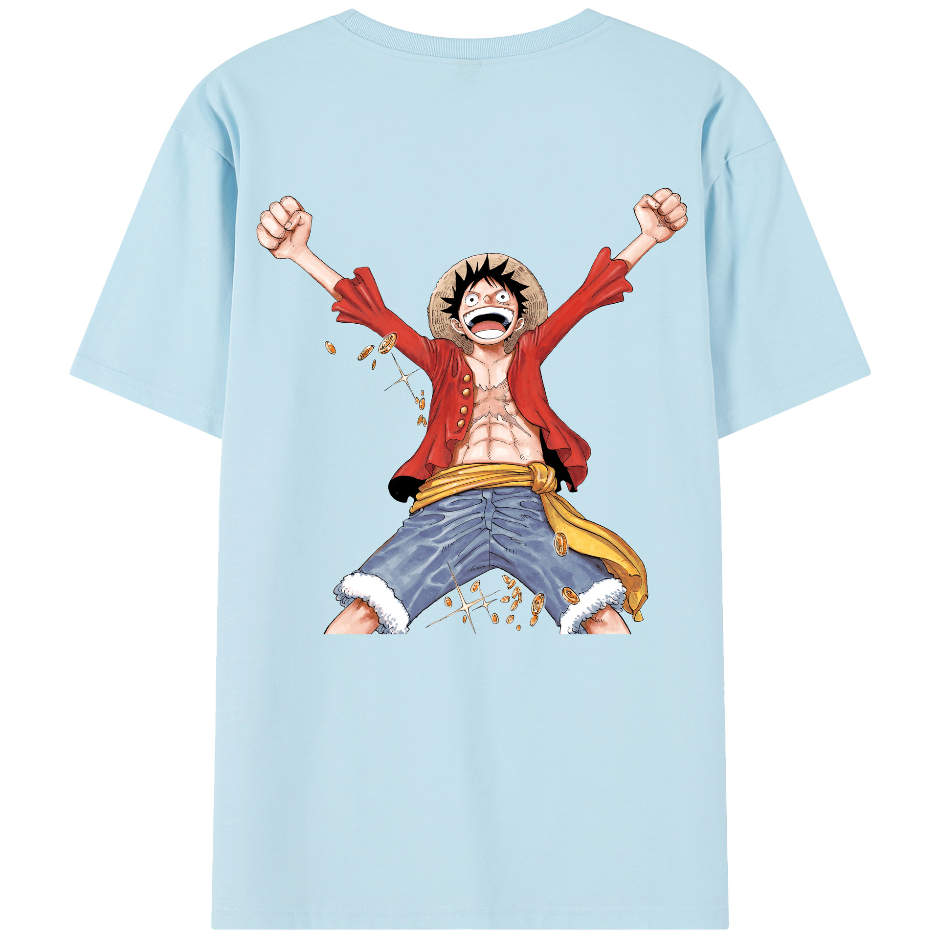 ワンピース モンキー・D・ルフィ ONE PIECE Monkey D. Luffy 綿100％半袖Tシャツ（背面プリント）